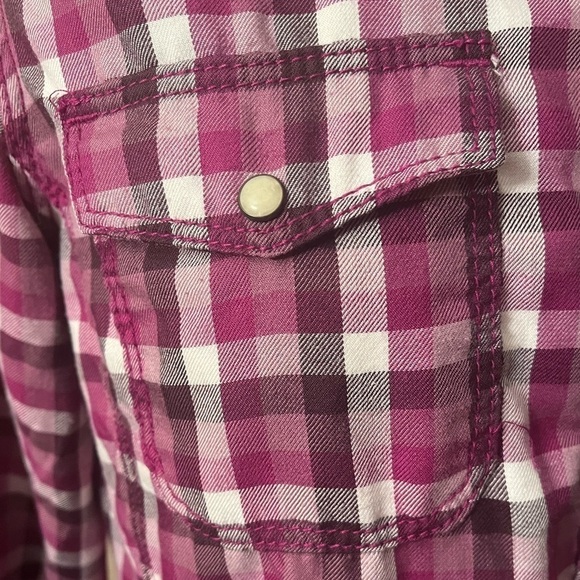 The North Face Purple/Black/White Checkered Snap Shirt Sz M - Picture 4 of 7